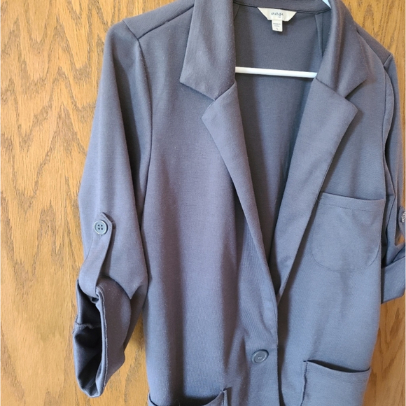Energie Women's L Gray Jacket with 3/4 Roll-Up Sleeves - Picture 10 of 11